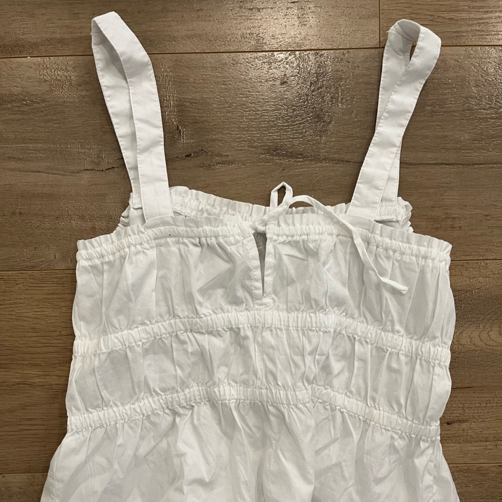 NWT Madewell White Rouched Peplum Tank Top Tie Front White